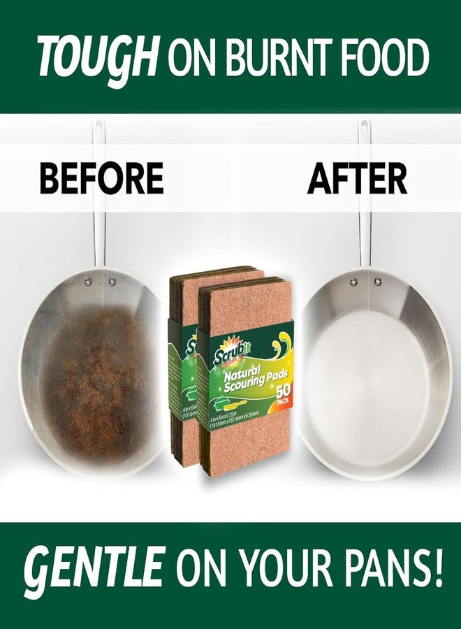 سكربيت وسادات تنظيف طبيعية قابلة للتحلل الحيوي من سكرابيت، وسادات تنظيف صديقة للبيئة لتنظيف المطبخ والأطباق والأواني - ليف تنظيف جوز الهند والجوز غير قابل للخدش وقابل للتحلل - ألياف السيزال الطبيعية 100% (50) - Image 3